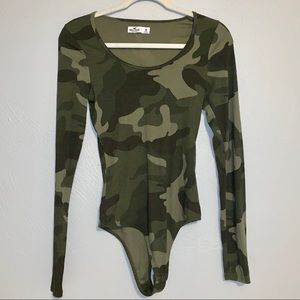 Hollister Green Camo Long Sleeve Onesie